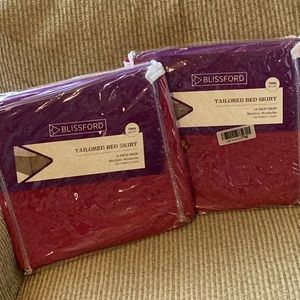 2 New Blissford Fuchsia Pink Tailored Bedskirt 200 Thread Count Twin Size